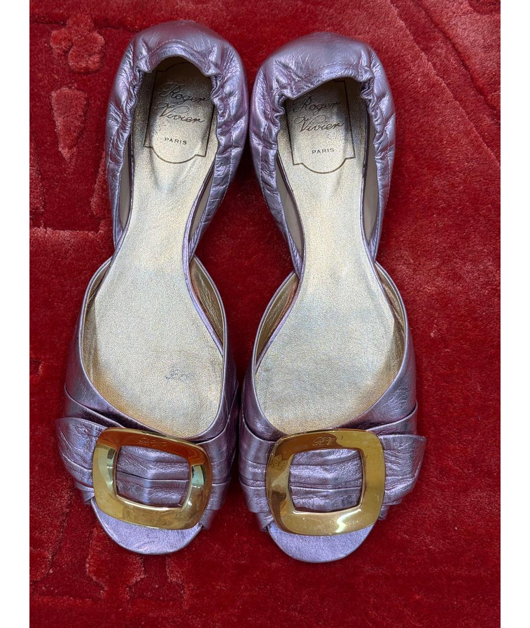 ROGER VIVIER Розовые кожаные лодочки на низком каблуке, фото 2