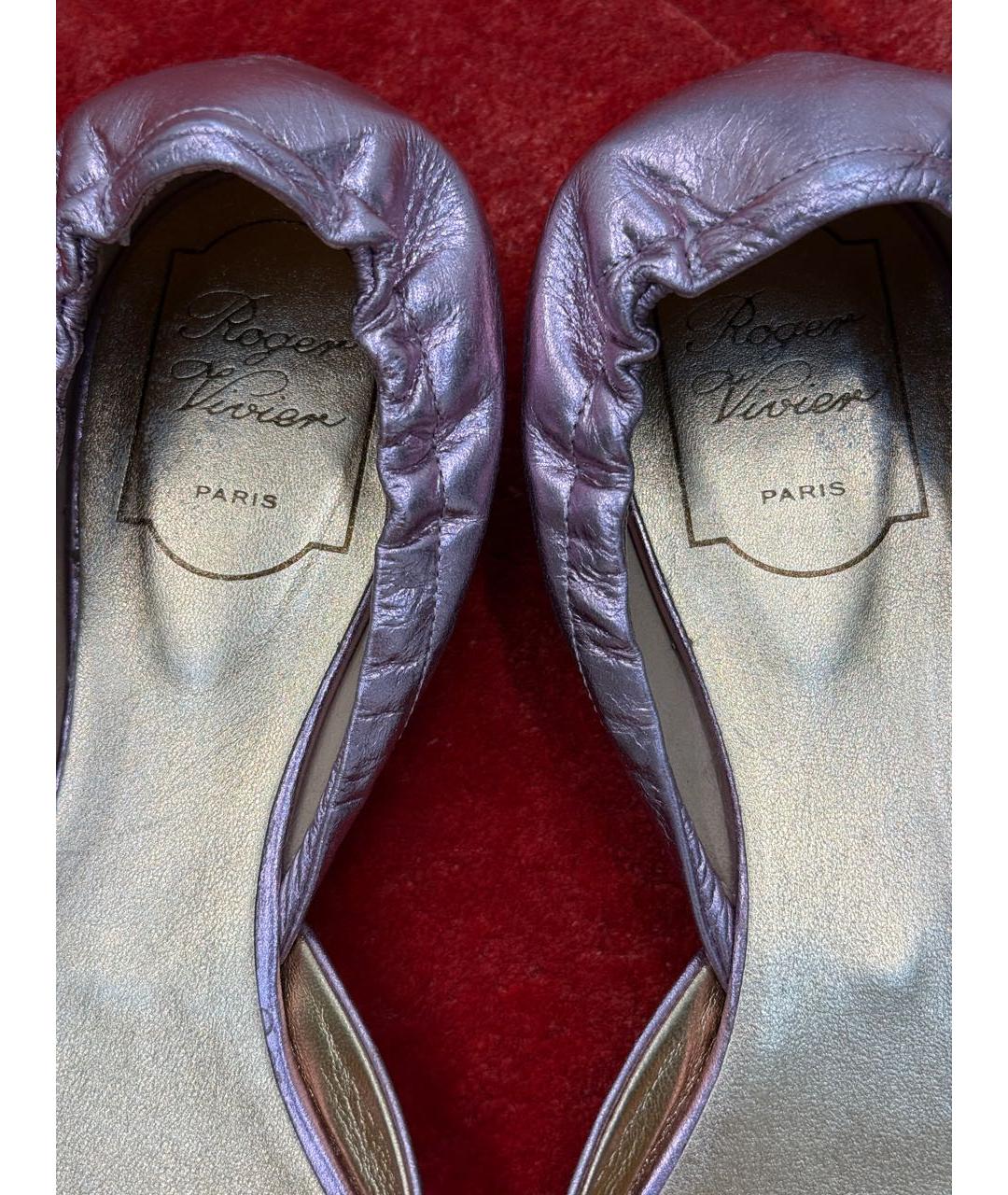 ROGER VIVIER Розовые кожаные лодочки на низком каблуке, фото 4