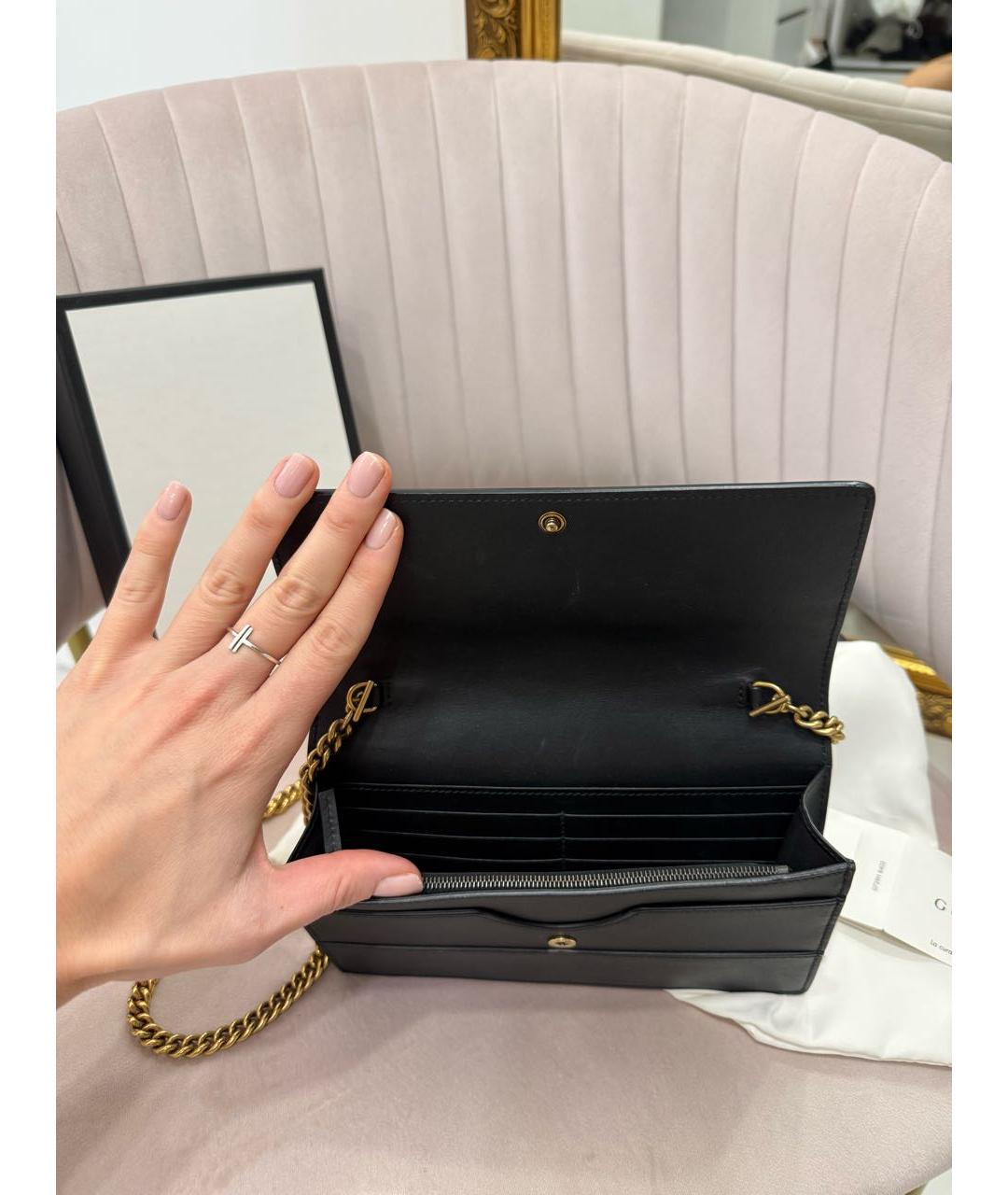 GUCCI Черная кожаная сумка через плечо, фото 6