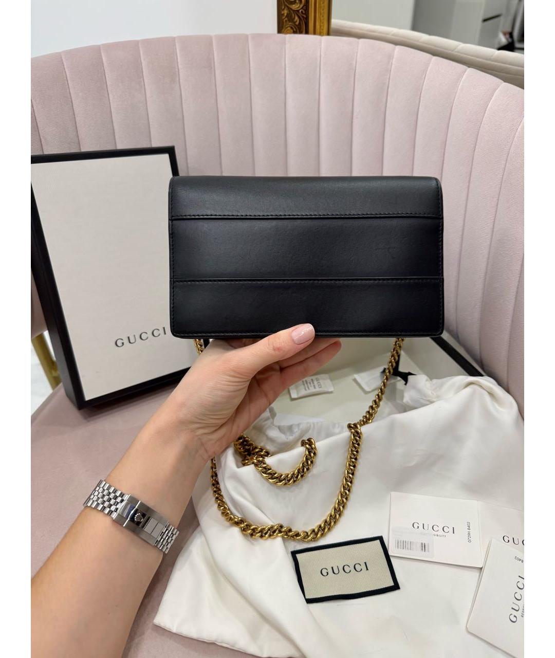 GUCCI Черная кожаная сумка через плечо, фото 8