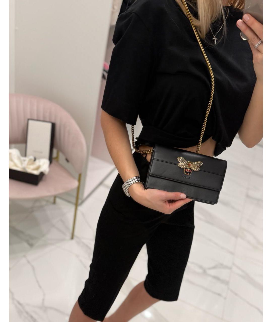 GUCCI Черная кожаная сумка через плечо, фото 3