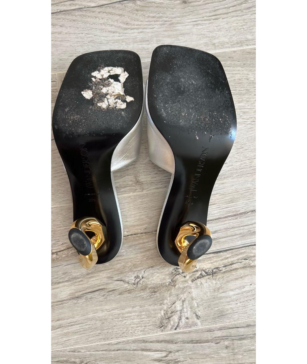 J.W.ANDERSON Серебряные кожаные мюли, фото 4