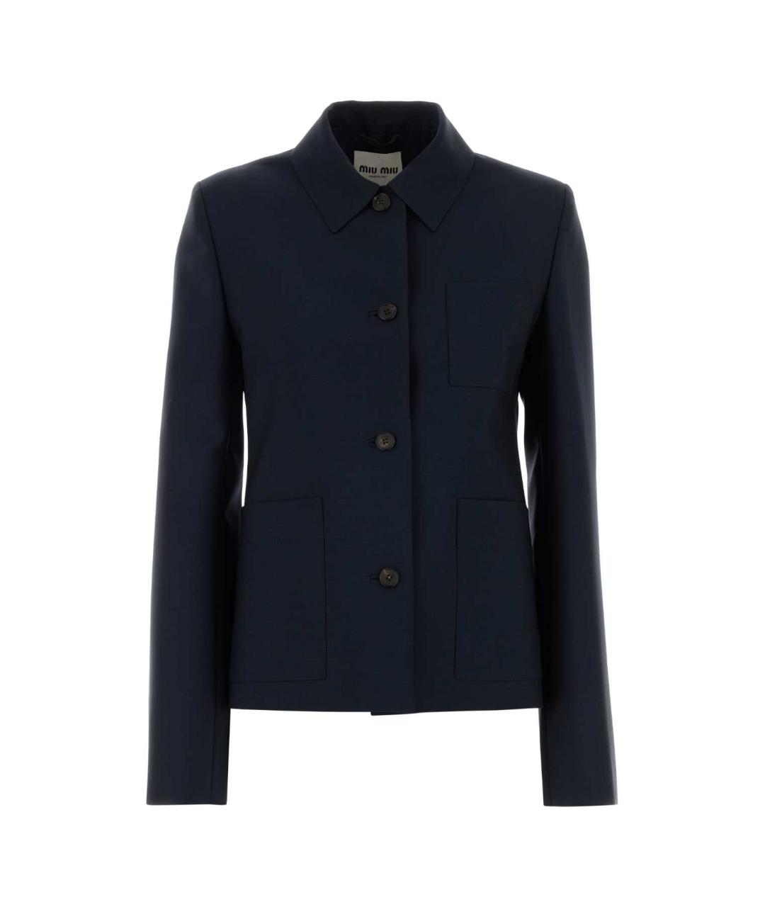 MIU MIU Синий шерстяной жакет/пиджак, фото 1