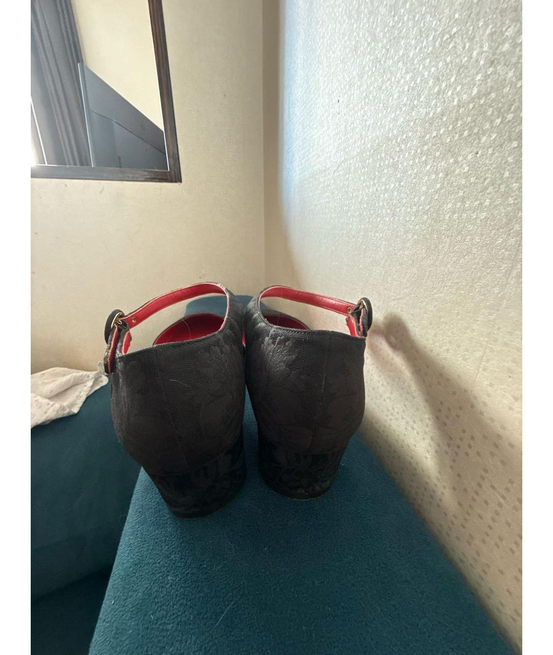 DOLCE&GABBANA Черные текстильные туфли, фото 4