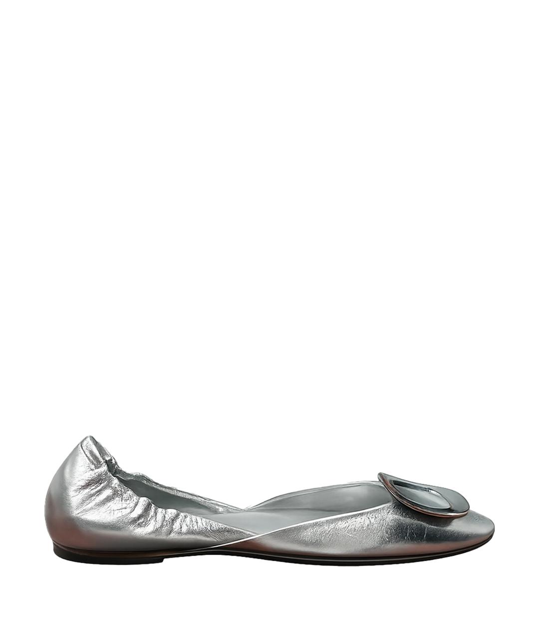 ROGER VIVIER Серебряные кожаные лодочки на низком каблуке, фото 1