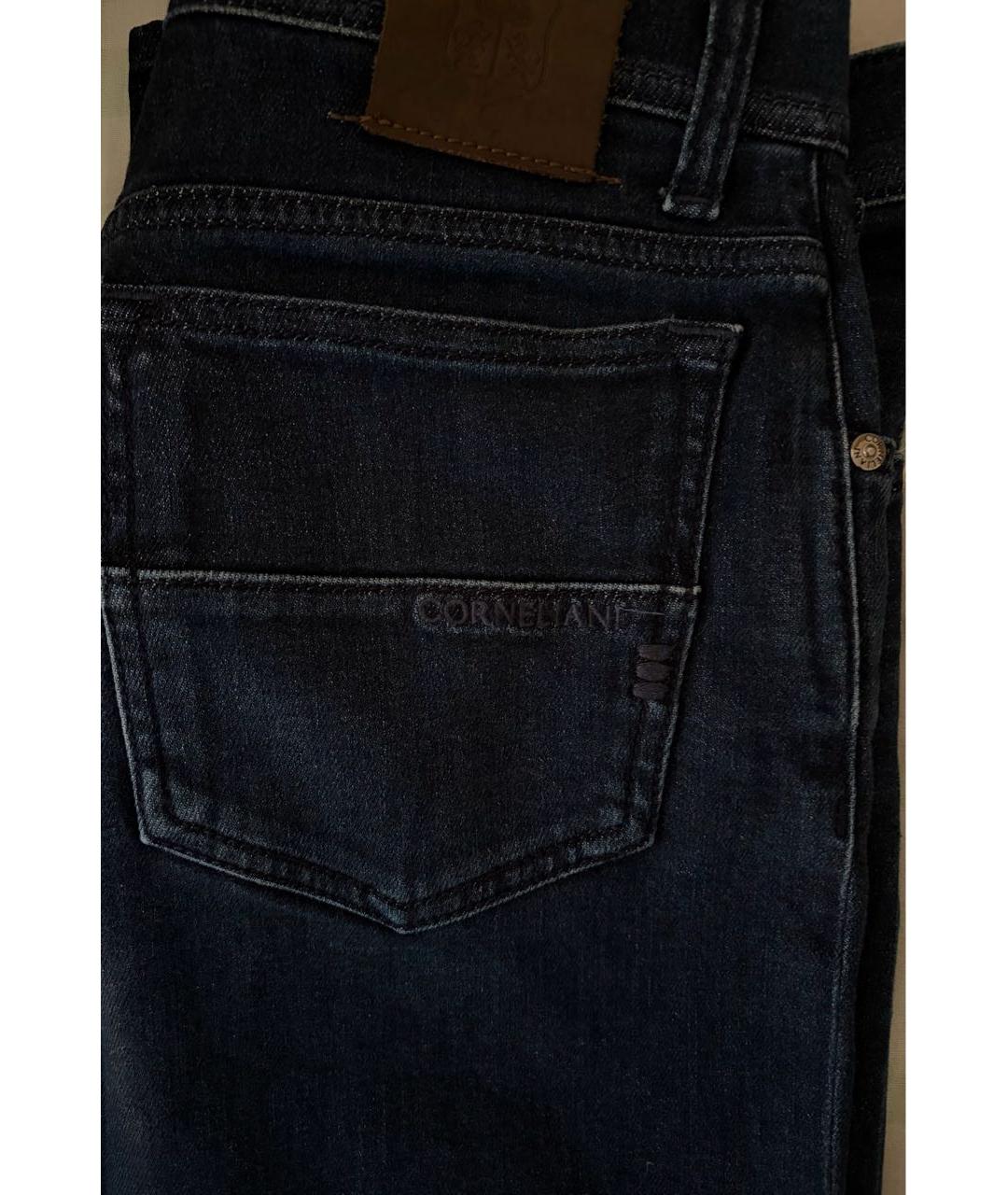 CORNELIANI Темно-синие хлопко-кашемировые джинсы слим, фото 4