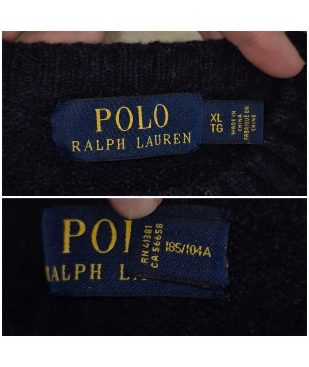 POLO RALPH LAUREN Темно-синий шерстяной джемпер / свитер, фото 3
