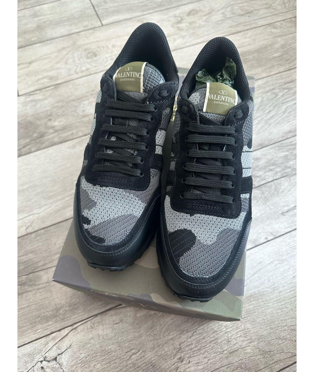VALENTINO Черные кожаные низкие кроссовки / кеды, фото 2