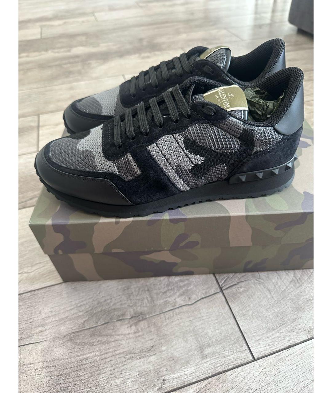 VALENTINO Черные кожаные низкие кроссовки / кеды, фото 3