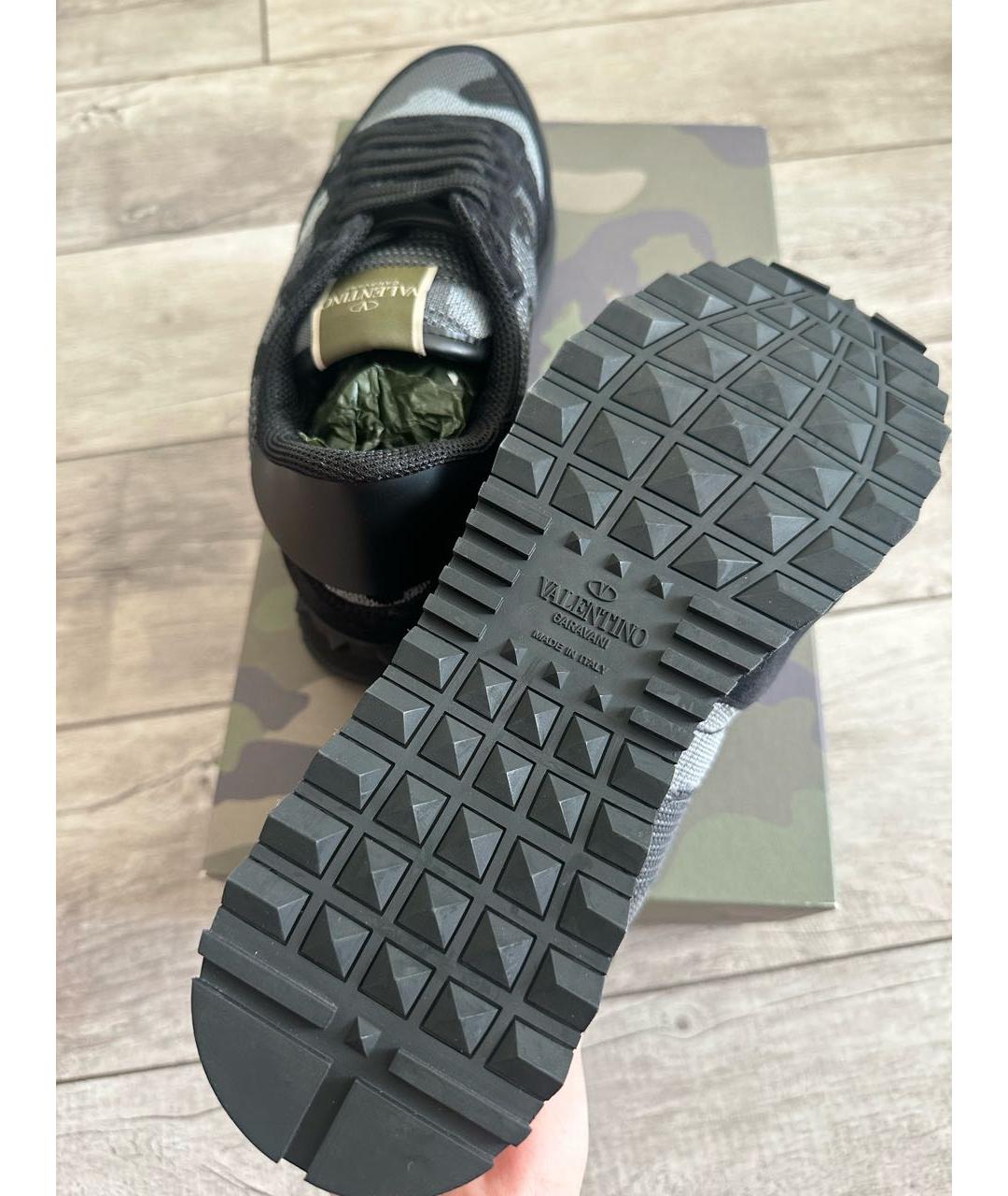 VALENTINO Черные кожаные низкие кроссовки / кеды, фото 5