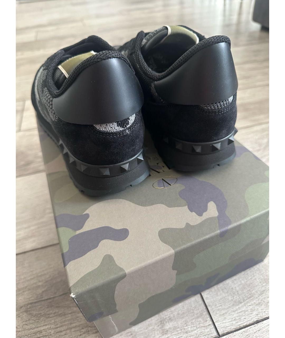 VALENTINO Черные кожаные низкие кроссовки / кеды, фото 4