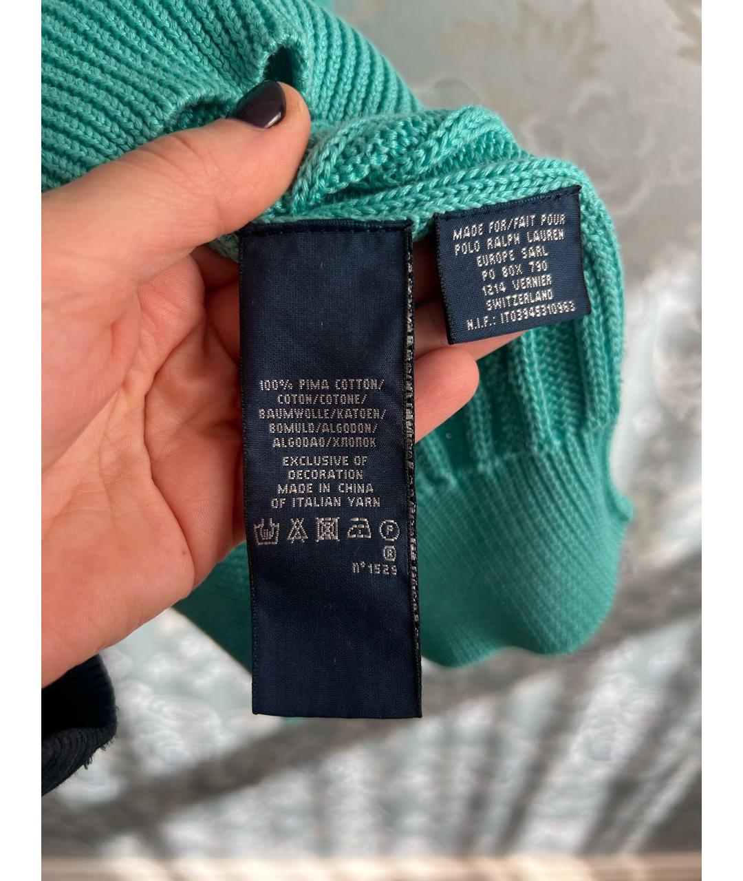 RALPH LAUREN Бирюзовый хлопковый джемпер / свитер, фото 4
