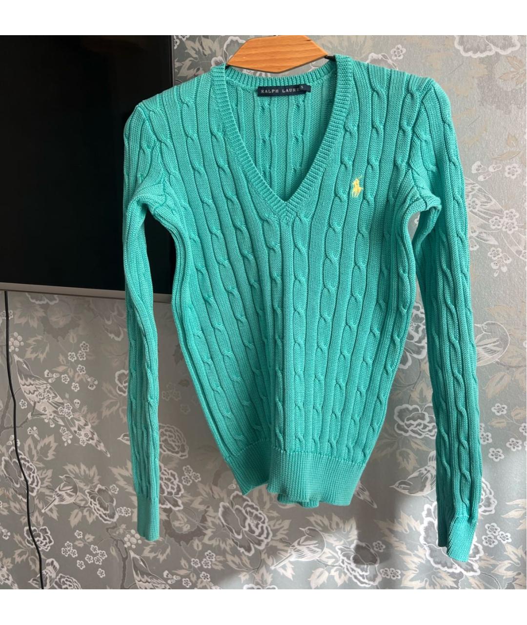 RALPH LAUREN Бирюзовый хлопковый джемпер / свитер, фото 5