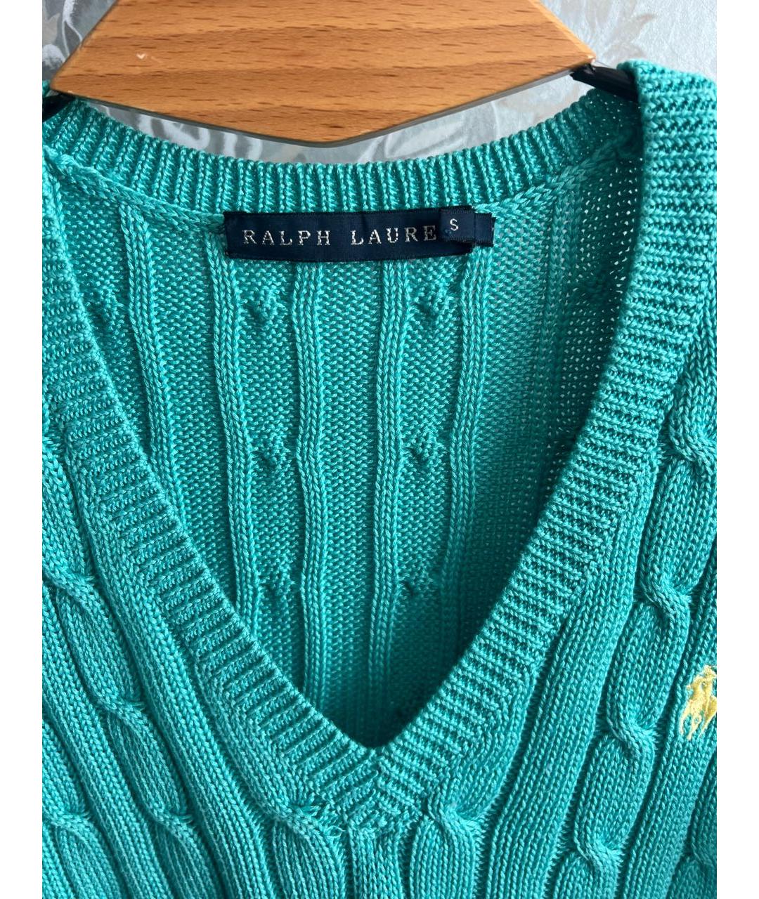 RALPH LAUREN Бирюзовый хлопковый джемпер / свитер, фото 3