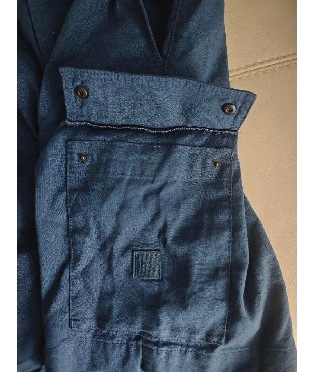 HUGO BOSS Синие льняные шорты, фото 4