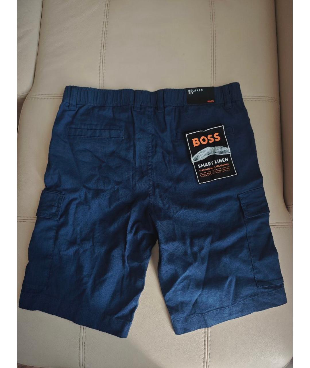 HUGO BOSS Синие льняные шорты, фото 2