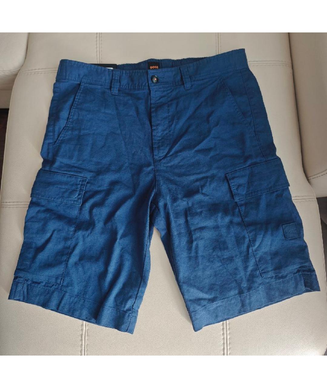 HUGO BOSS Синие льняные шорты, фото 7