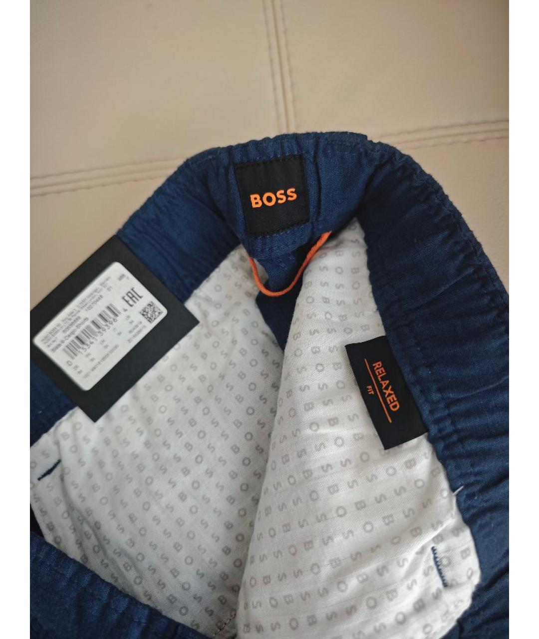 HUGO BOSS Синие льняные шорты, фото 3