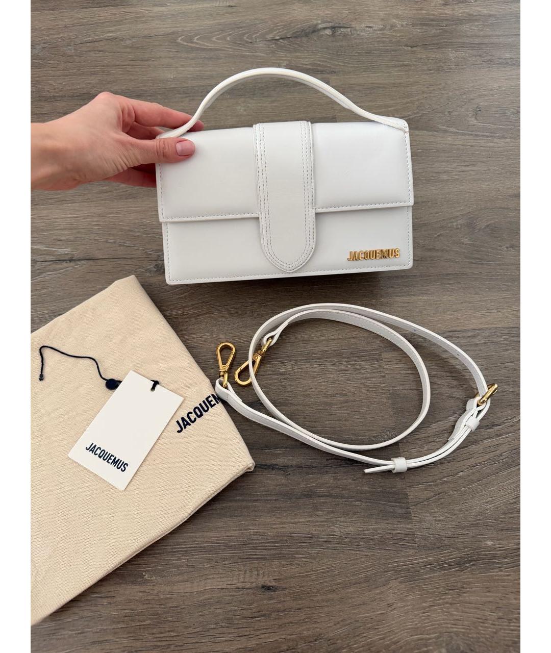 JACQUEMUS Белая кожаная сумка с короткими ручками, фото 8