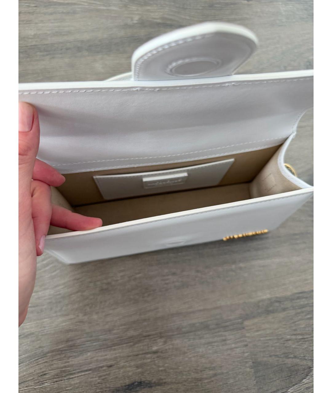 JACQUEMUS Белая кожаная сумка с короткими ручками, фото 4