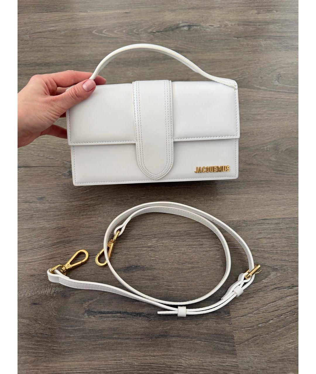 JACQUEMUS Белая кожаная сумка с короткими ручками, фото 3