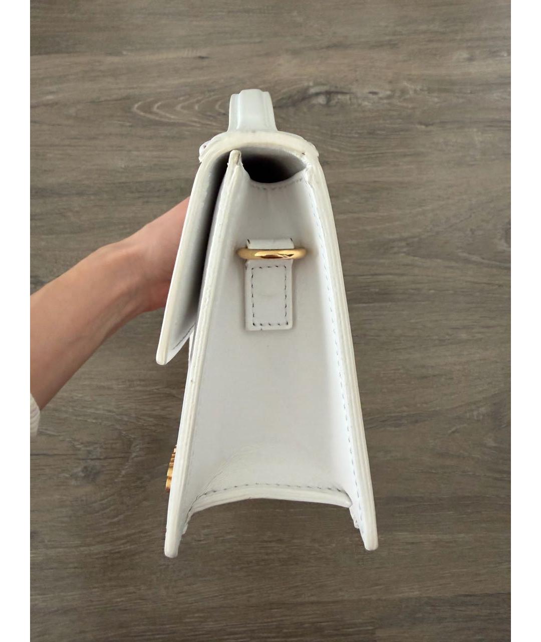 JACQUEMUS Белая кожаная сумка с короткими ручками, фото 6