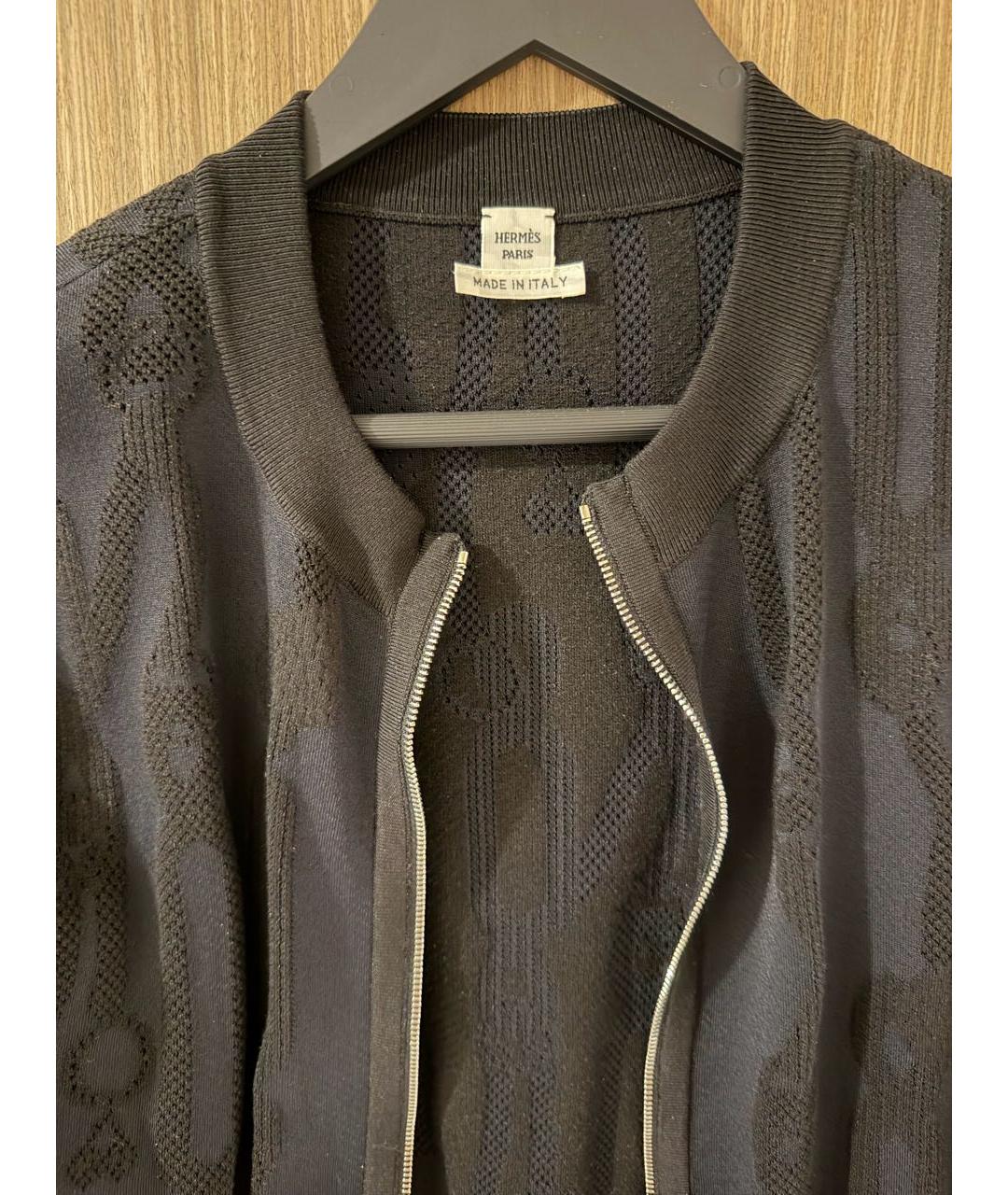 HERMES Черный шелковый кардиган, фото 5