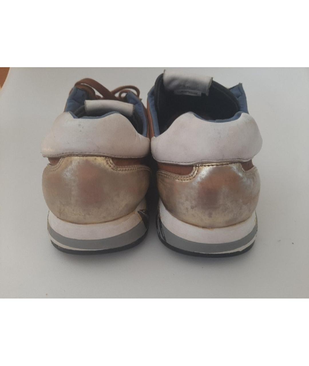 PREMIATA Коричневые кожаные низкие кроссовки / кеды, фото 4