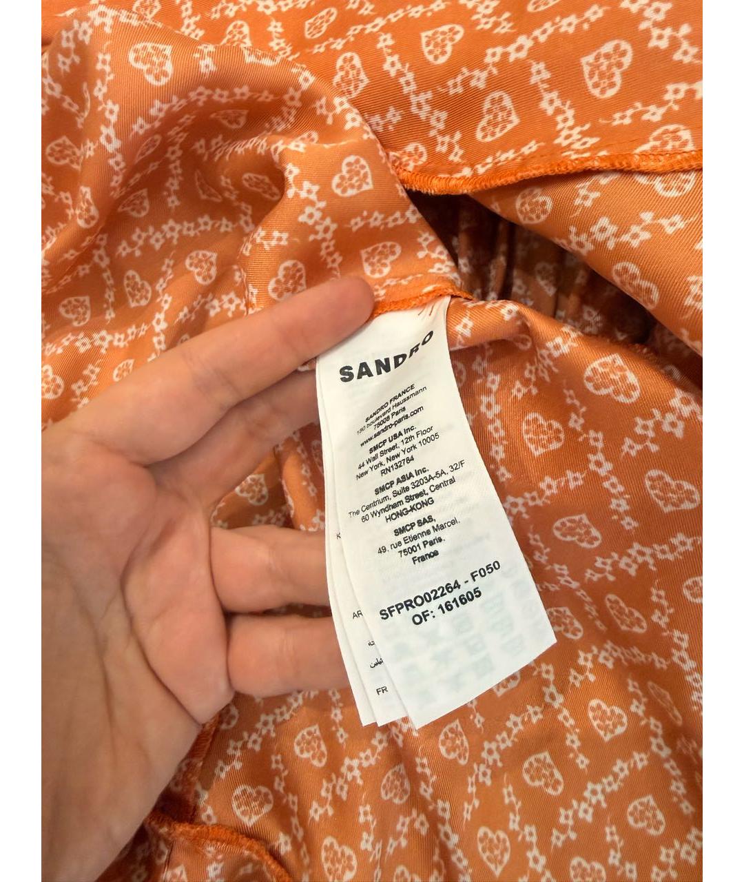SANDRO Оранжевое полиэстеровое повседневное платье, фото 5