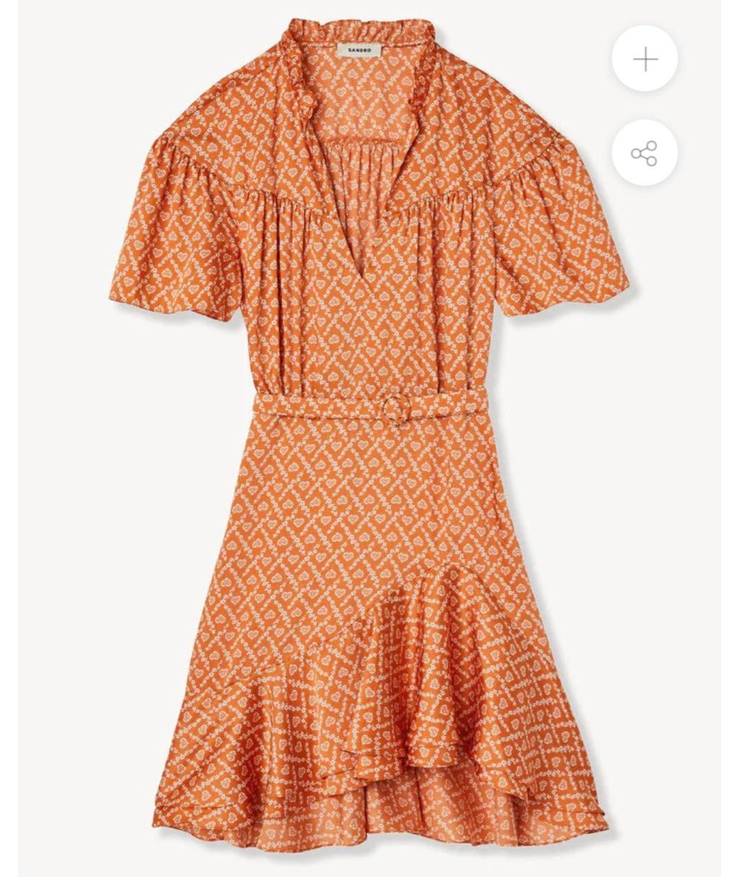 SANDRO Оранжевое полиэстеровое повседневное платье, фото 9
