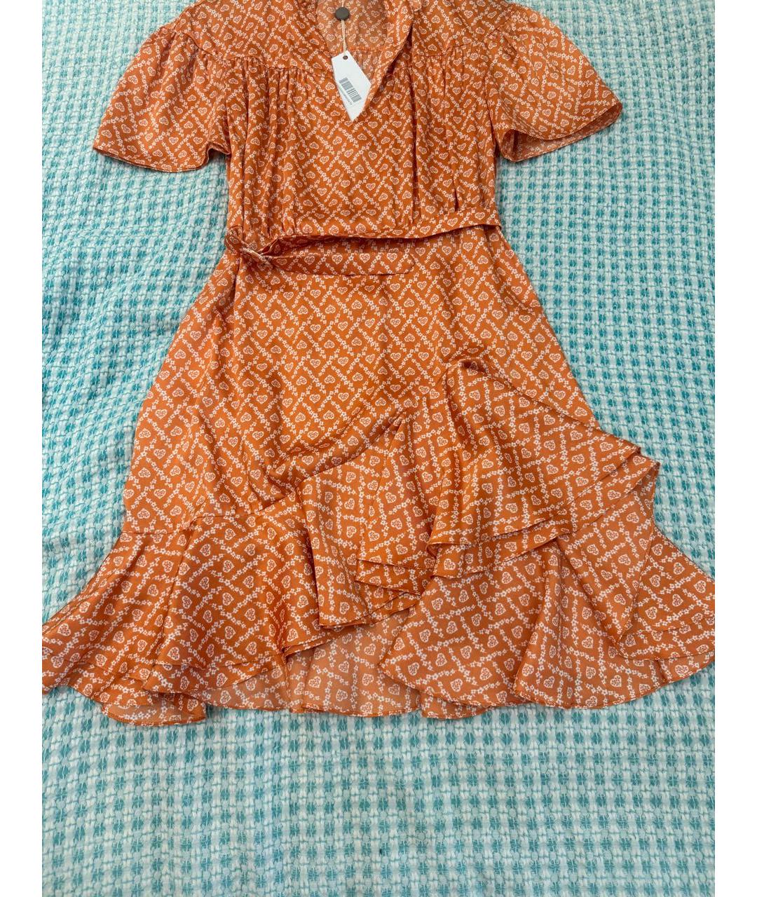 SANDRO Оранжевое полиэстеровое повседневное платье, фото 3