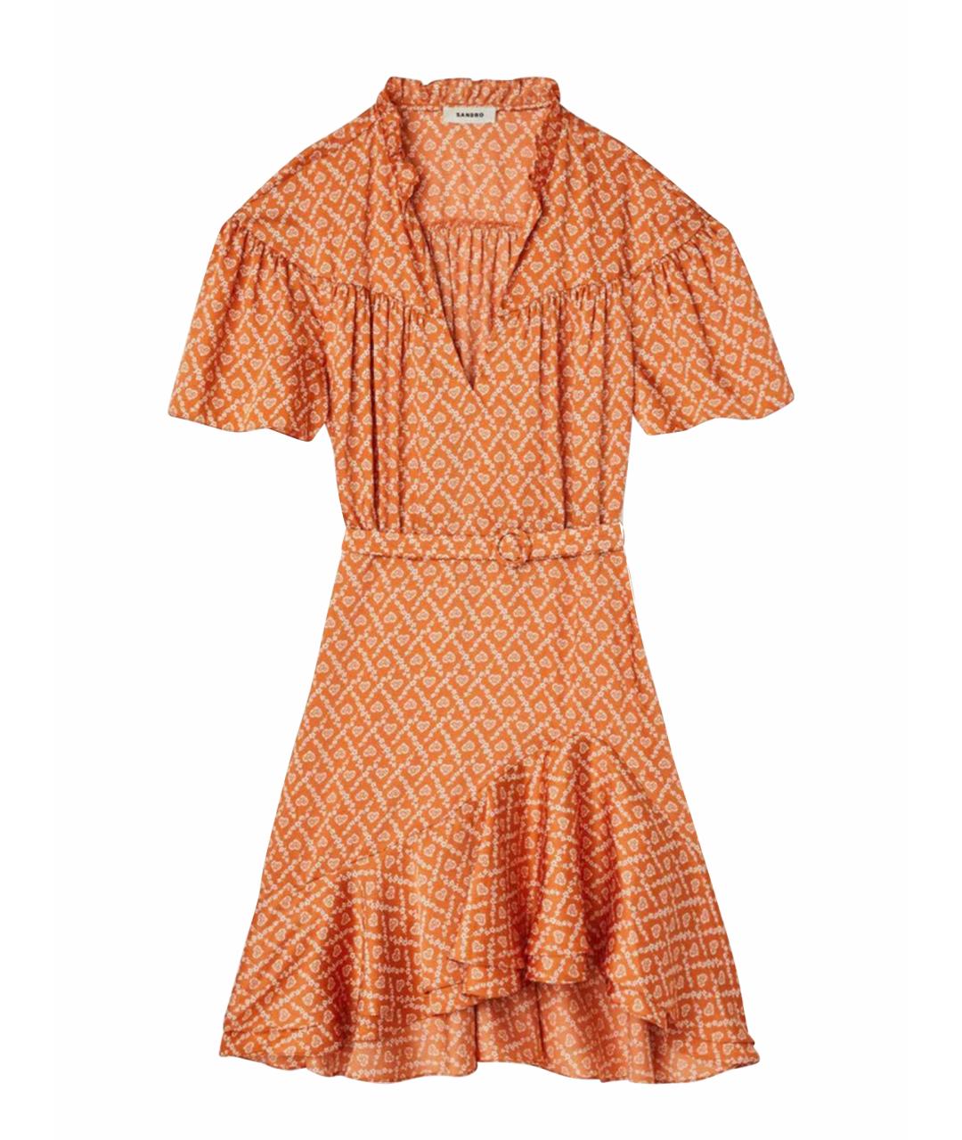 SANDRO Оранжевое полиэстеровое повседневное платье, фото 1