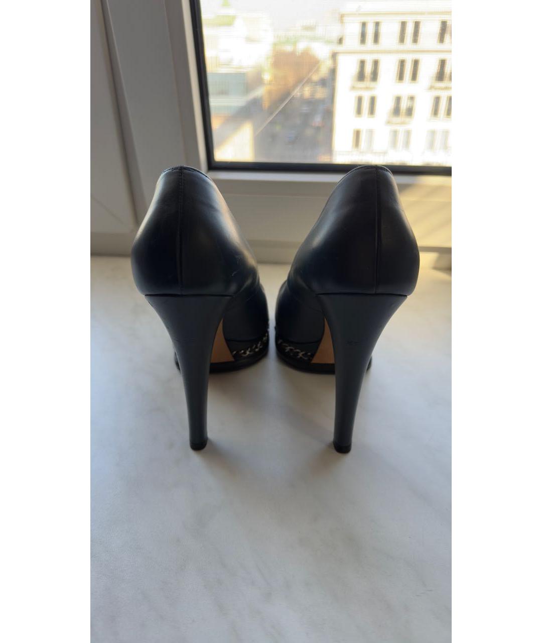 CHANEL Темно-синие кожаные туфли, фото 4