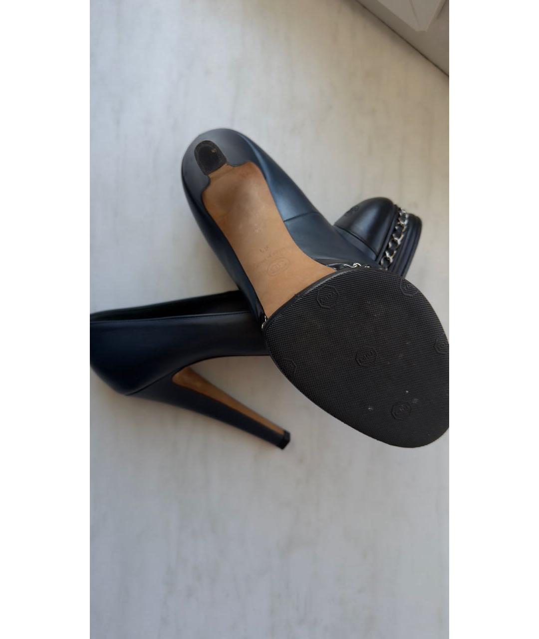 CHANEL Темно-синие кожаные туфли, фото 6
