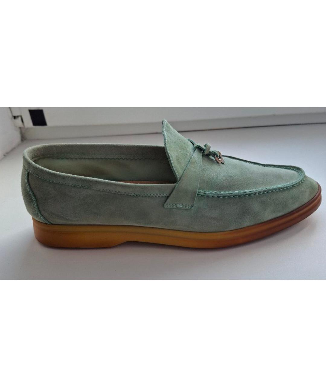 LORO PIANA Голубые замшевые лоферы, фото 7