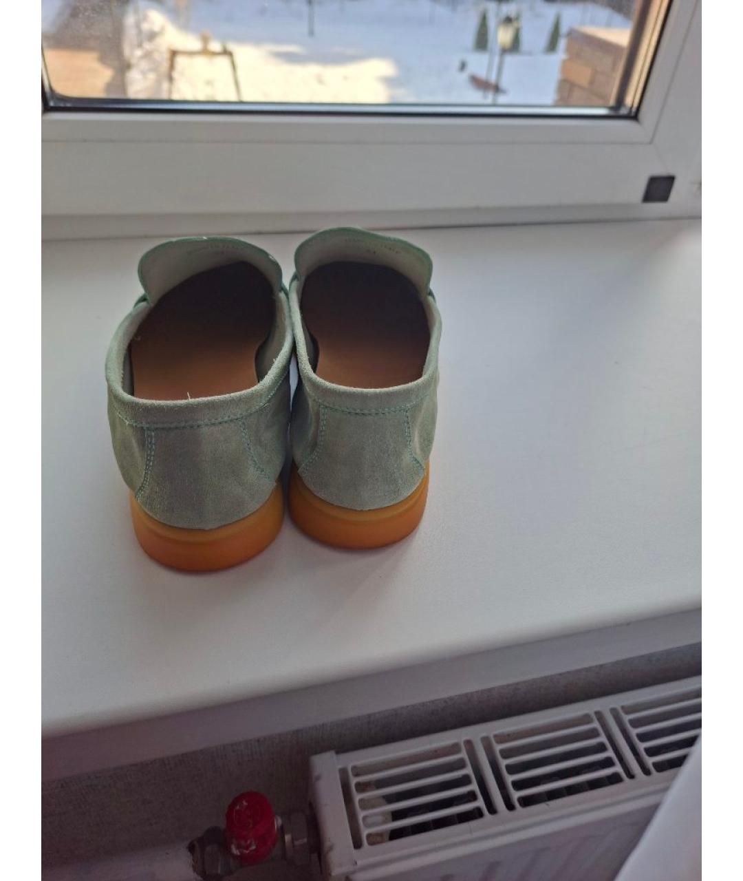 LORO PIANA Голубые замшевые лоферы, фото 4