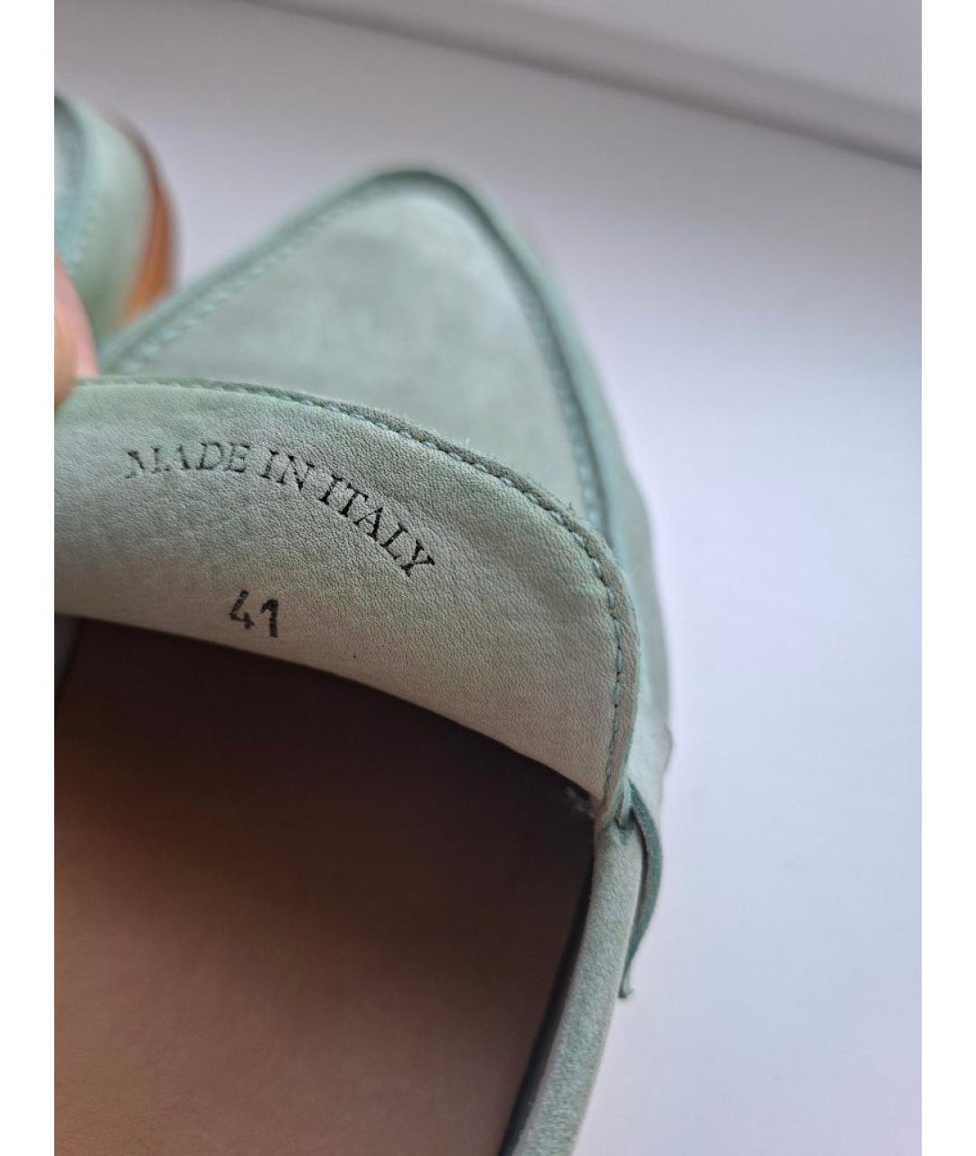 LORO PIANA Голубые замшевые лоферы, фото 5