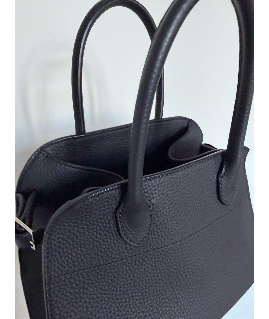 THE ROW Черная кожаная сумка с короткими ручками, фото 4