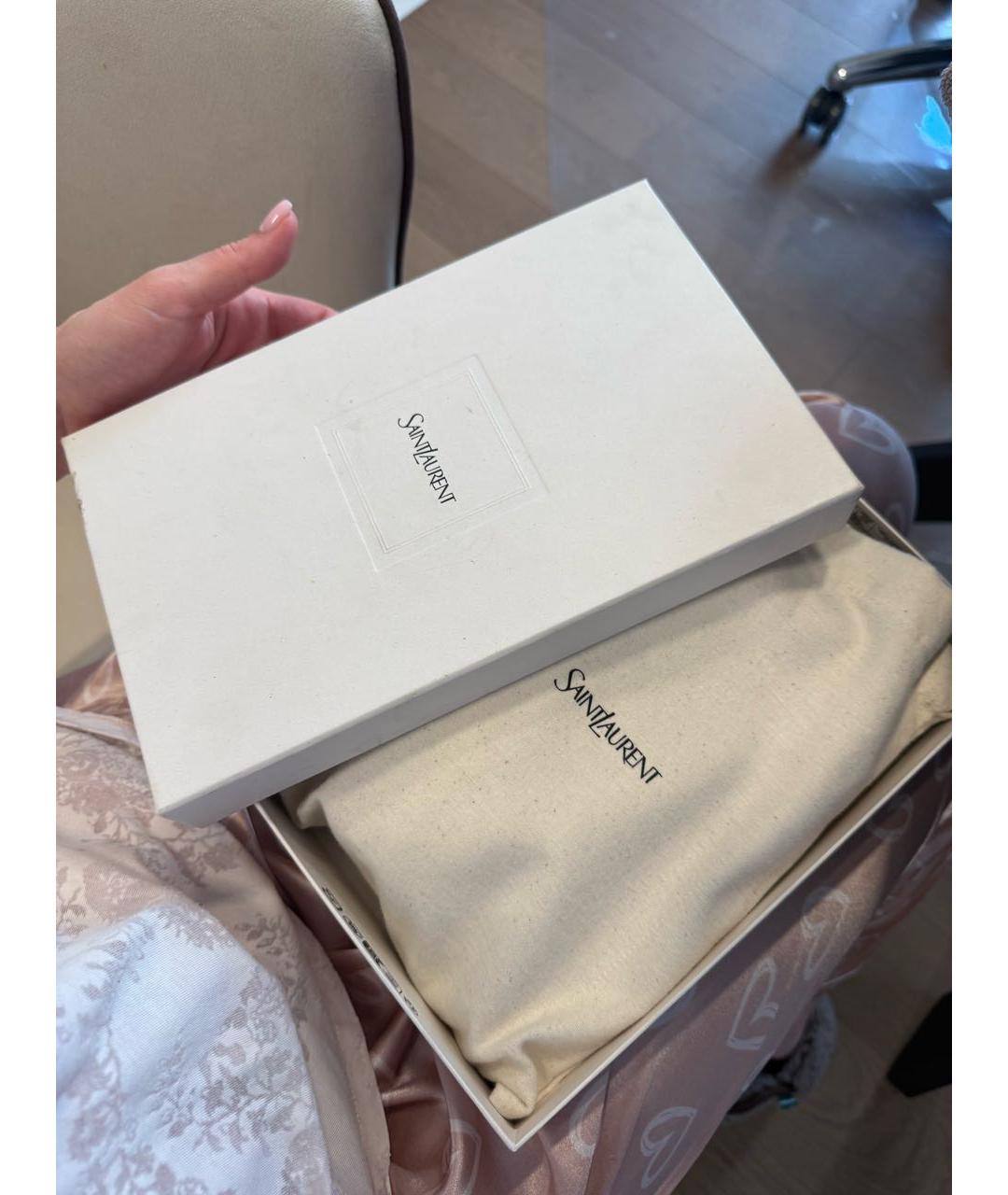 SAINT LAURENT Бежевая кожаная сумка через плечо, фото 4