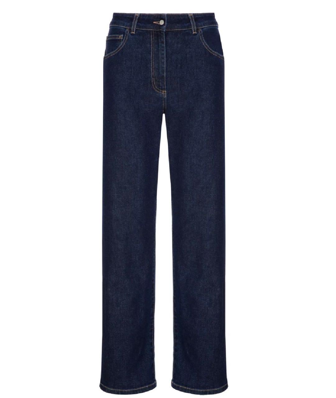 FABIANA FILIPPI Темно-синие хлопко-эластановые прямые джинсы, фото 9