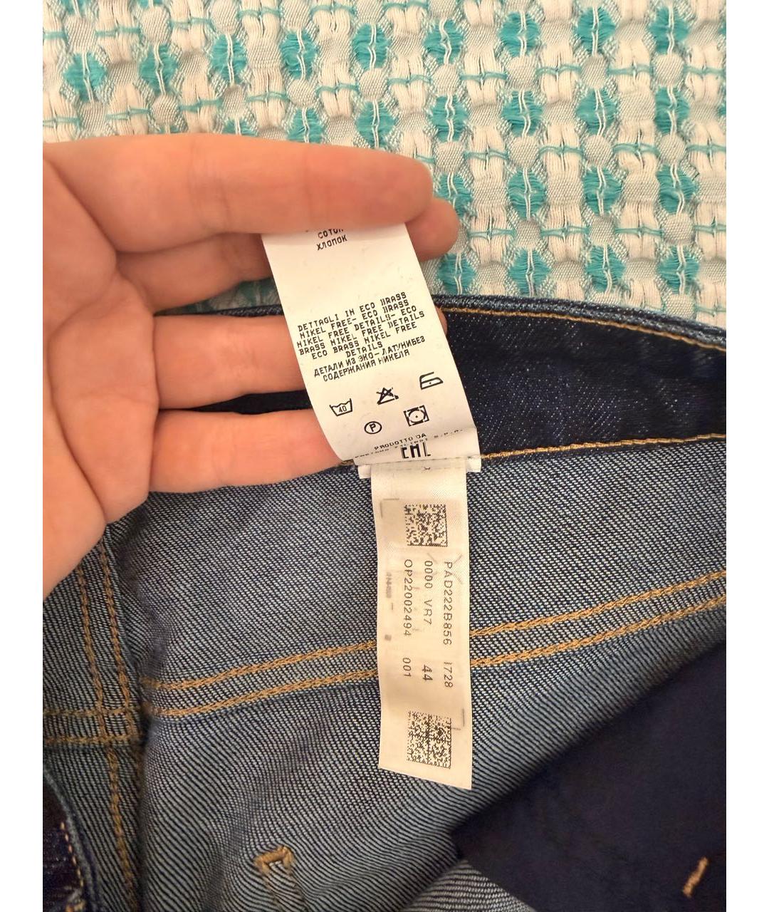 FABIANA FILIPPI Темно-синие хлопко-эластановые прямые джинсы, фото 5