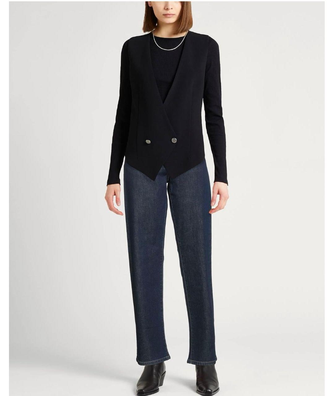 FABIANA FILIPPI Темно-синие хлопко-эластановые прямые джинсы, фото 8