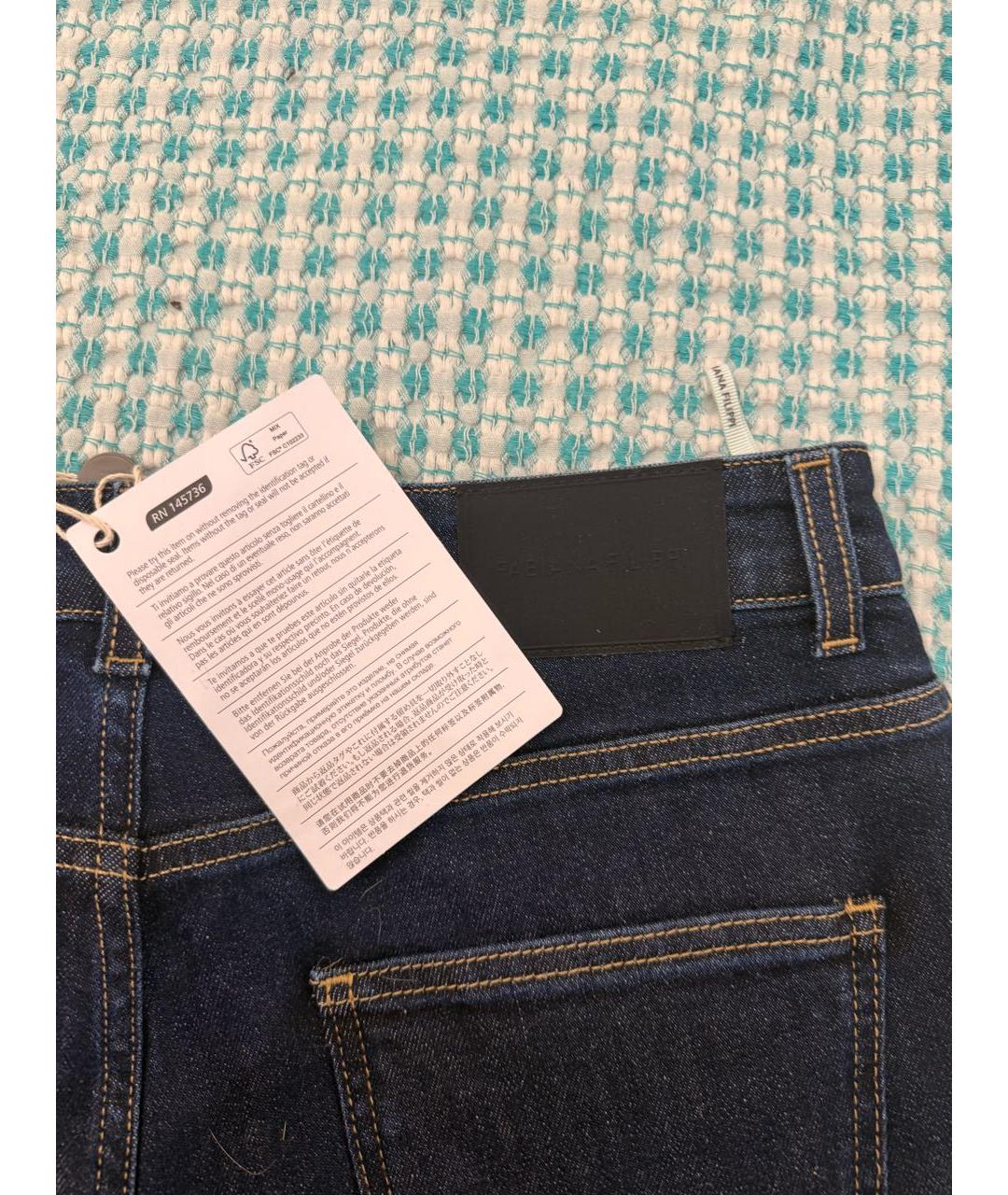 FABIANA FILIPPI Темно-синие хлопко-эластановые прямые джинсы, фото 6