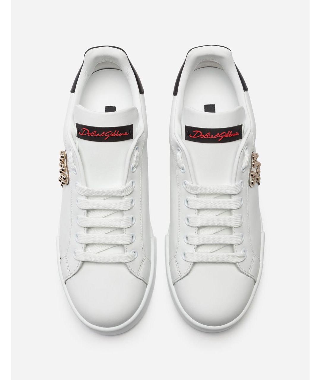 DOLCE&GABBANA Белые кожаные кеды, фото 3