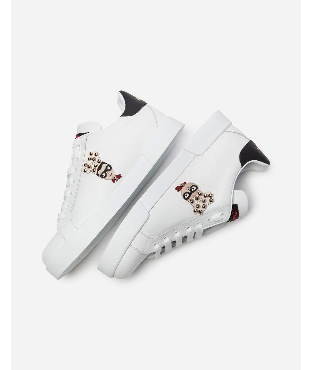 DOLCE&GABBANA Белые кожаные кеды, фото 2