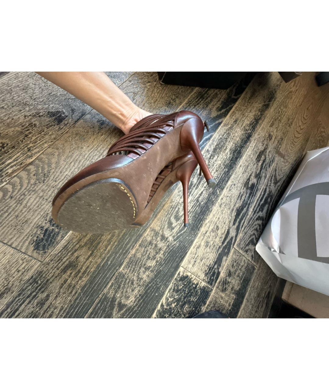 GUCCI Коричневые кожаные туфли, фото 6