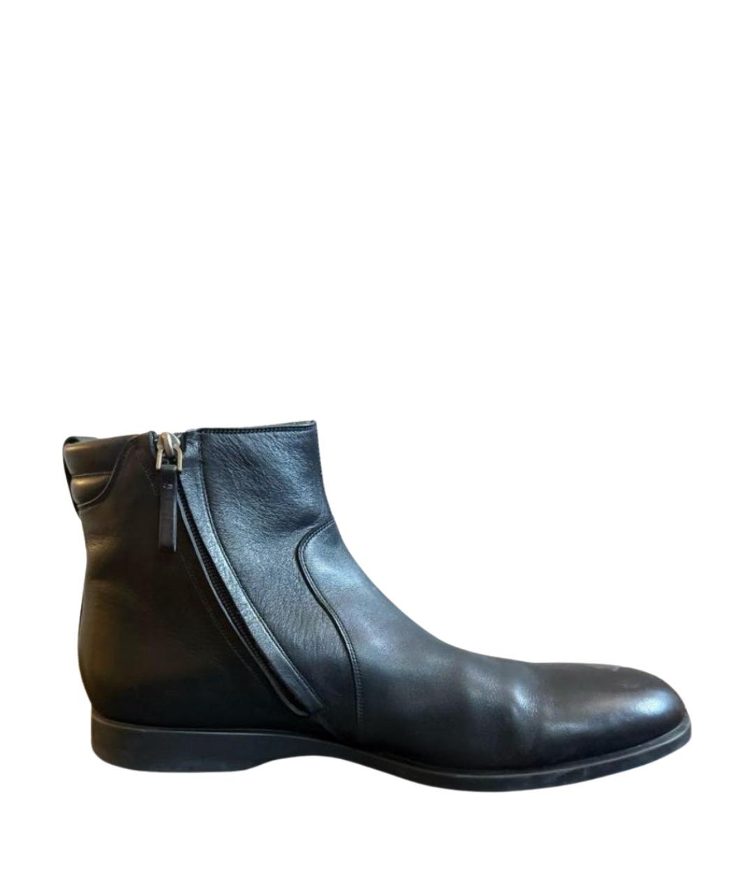 SERGIO ROSSI Черные кожаные высокие ботинки, фото 1