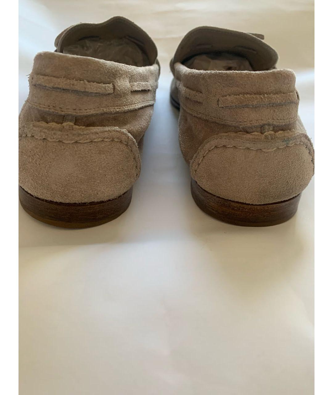 HERMES Бежевые замшевые мокасины, фото 3