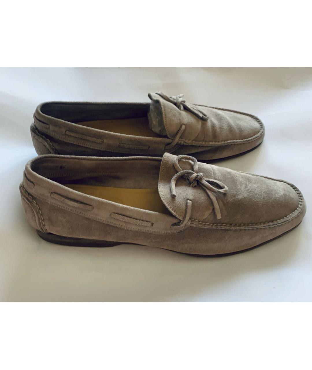 HERMES Бежевые замшевые мокасины, фото 5