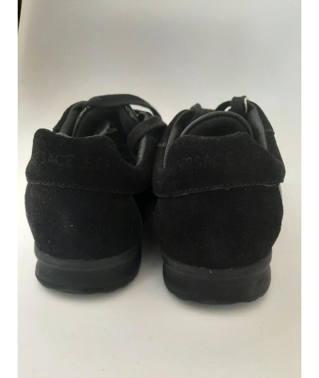 VERSACE Черные кожаные низкие кроссовки / кеды, фото 4